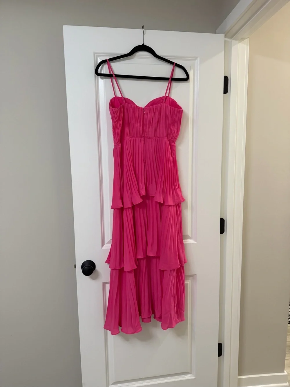 Lulu's Fuchsia Tiered Pleated Midi Dress